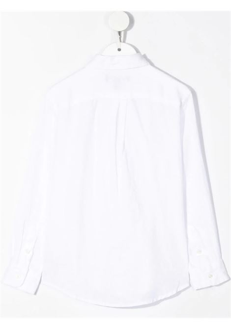 Camicia In Lino Bianco Con Pony Ricamato RALPH LAUREN KIDS | 321-865270005