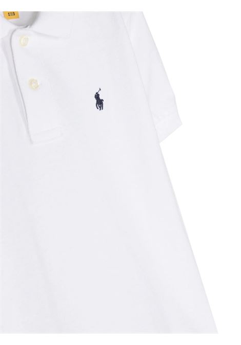 White Piquet Polo Shirt With Navy Blue Pony RALPH LAUREN KIDS | 322-603252004