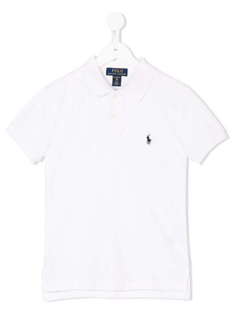 Teen White Piquet Polo Shirt With Navy Blue Pony RALPH LAUREN KIDS | 323-547926002