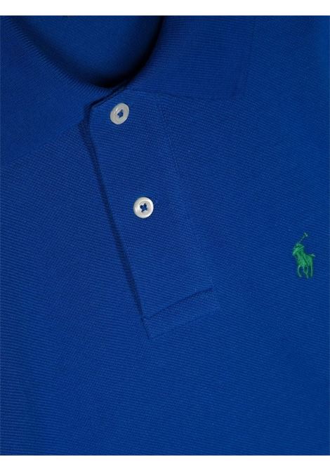 Blue Piquet Teen Polo Shirt With Green Pony RALPH LAUREN KIDS | 323-708857148