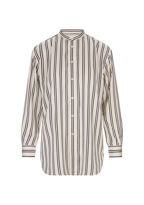 Black Striped Cream Satin Oversize Shirt RALPH LAUREN | 211-906113001