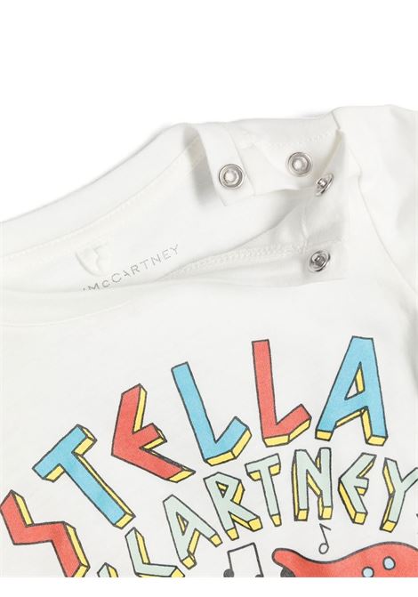T-Shirt Bianca Con Stampa Logo Stella e Chitarra Rock STELLA MCCARTNEY KIDS | TS8521-Z0434101
