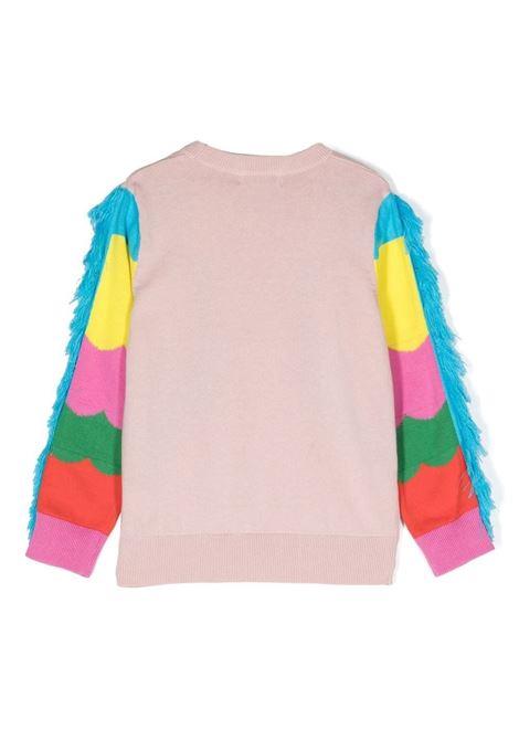 Two Parrots Intarsia Knit Sweater with Fringes  STELLA MCCARTNEY KIDS | TS9B20-Z1144502