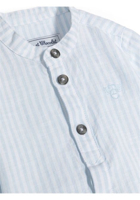Light Blue Striped Linen and Cotton Shirt TARTINE ET CHOCOLAT | TW1208141