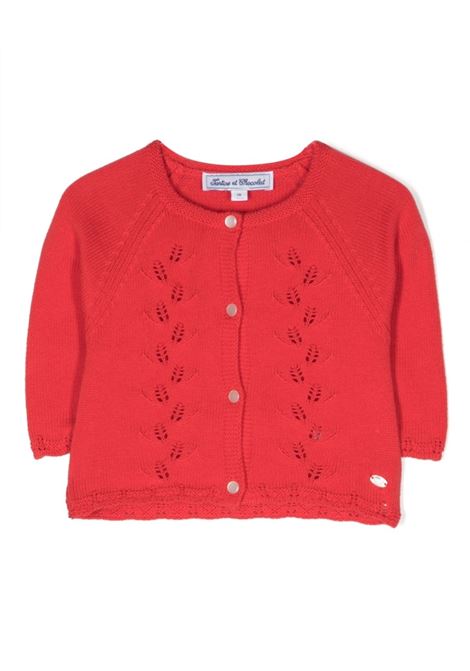Red Perforated Knit Cardigan TARTINE ET CHOCOLAT | TW1801177