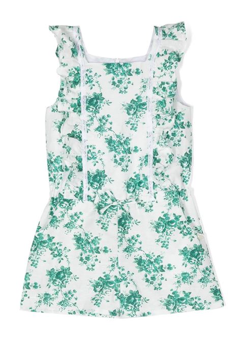 White Short Jumpsuit With Green Floral Print TARTINE ET CHOCOLAT | TW3303205