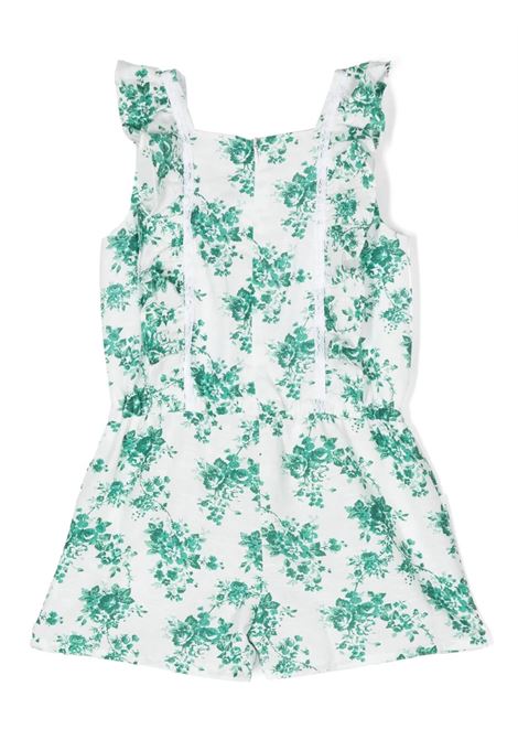 White Short Jumpsuit With Green Floral Print TARTINE ET CHOCOLAT | TW3303205