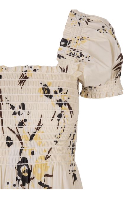 Cream Printed Midi Dress With Smock Stitch TORY BURCH | 151057117