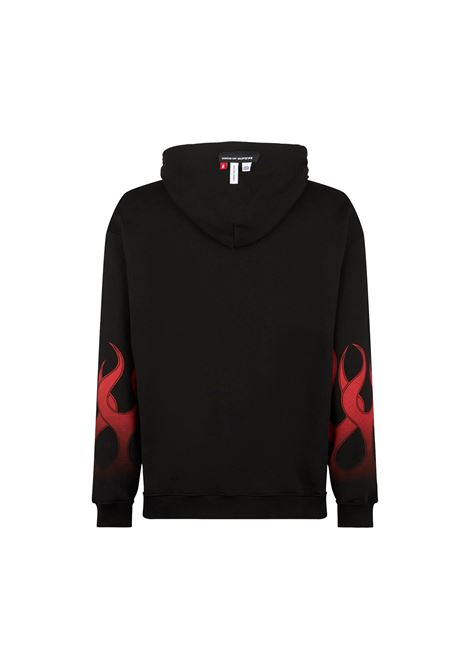 Black Hoodie With Red Flames VISION OF SUPER | VS00477BLACK/RED