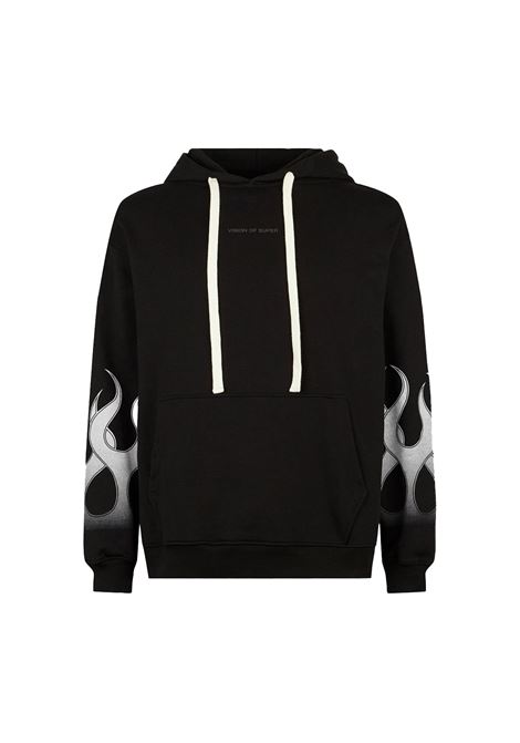 Black Hoodie With White Flames VISION OF SUPER | VS00762BLACK/WHITE
