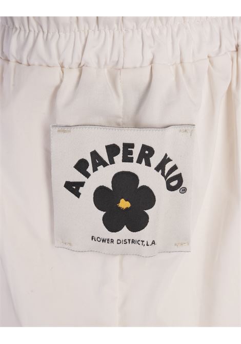 White Shorts With Pinces and Logo Label A PAPER KID | S4PKUABE035013