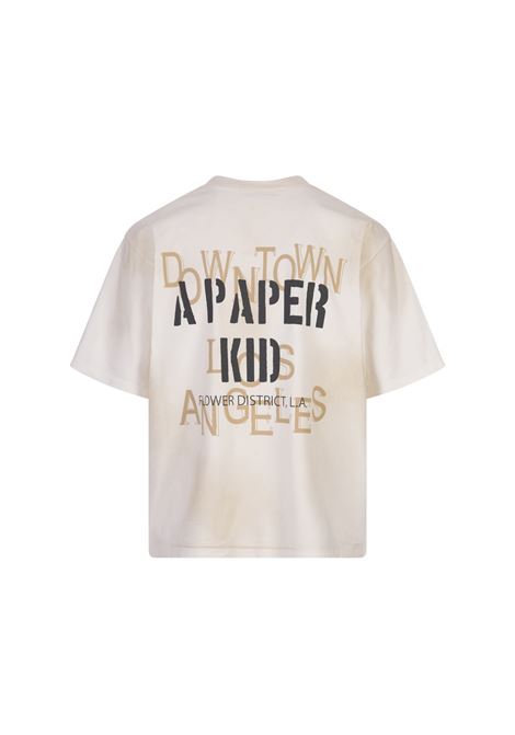 T-Shirt Bianca Con Effetto Washed e Stampe A PAPER KID | S4PKUATH048013