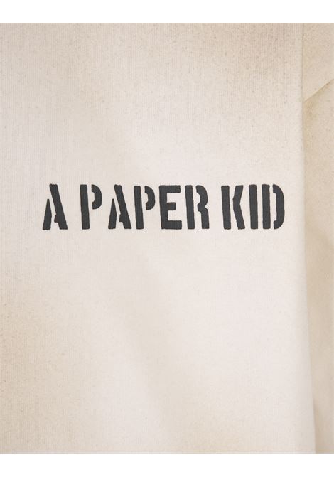White T-Shirt With Washed Effect and Prints A PAPER KID | S4PKUATH048013