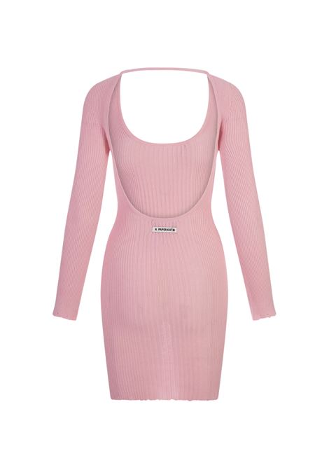 Short Pink Ribbed Knitted Dress With Distressed Effect A PAPER KID | S4PKWODR044041