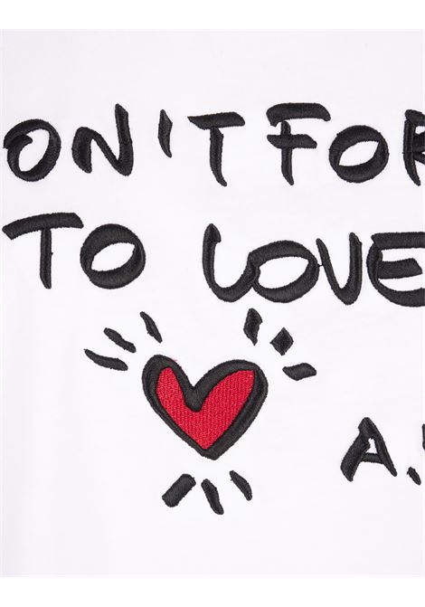 T-Shirt Bianca Con Stampa Don't Forget To Love!!! ALESSANDRO ENRIQUEZ | AES100/MMLOVE