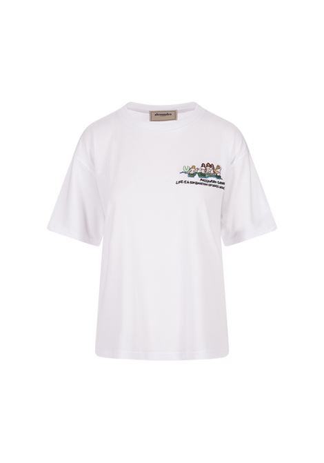 T-Shirt Bianca Con Ricamo Sirene