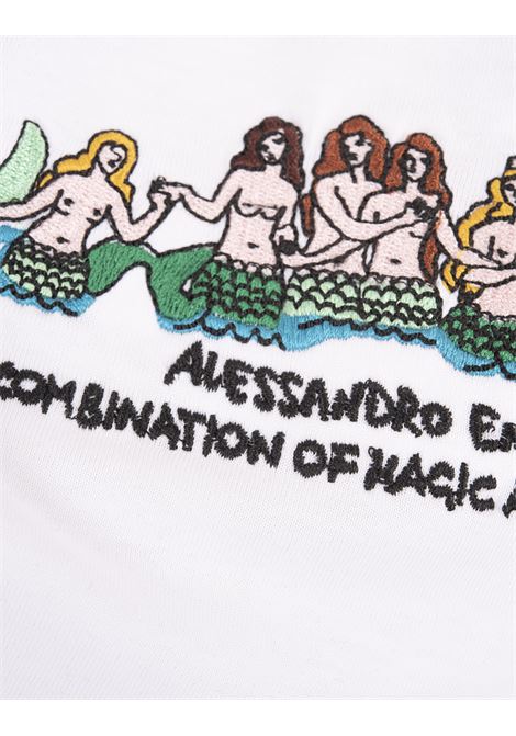 White T-Shirt With Mermaid Embroidery ALESSANDRO ENRIQUEZ | AES100/MMSIRE