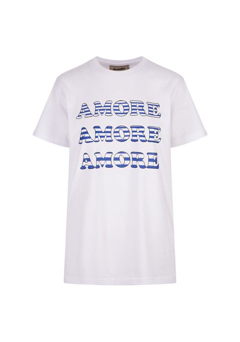 T-Shirt Bianca Con Stampa Amore Blu ALESSANDRO ENRIQUEZ | AES102-CO019AMO