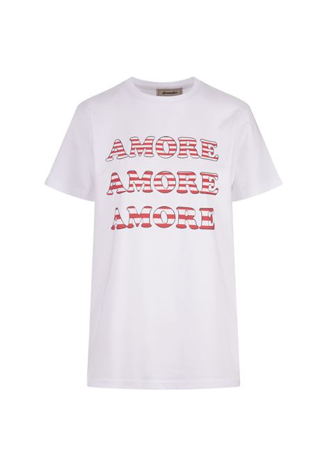 White T-Shirt With Red Amore Print ALESSANDRO ENRIQUEZ | AES102-CO027AMO