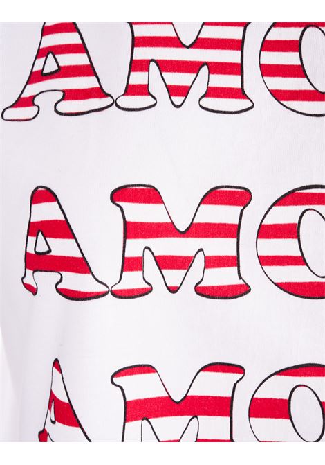 White T-Shirt With Red Amore Print ALESSANDRO ENRIQUEZ | AES102-CO027AMO