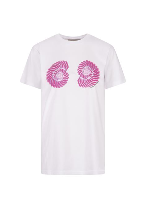 White T-Shirt With Ammonite Print  ALESSANDRO ENRIQUEZ | AES102-COAMMO