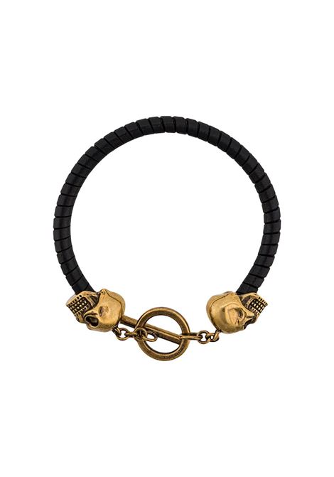 Black And Golden Skull Bracelet With T-Bar Closure ALEXANDER MCQUEEN | 554600-J127G1000