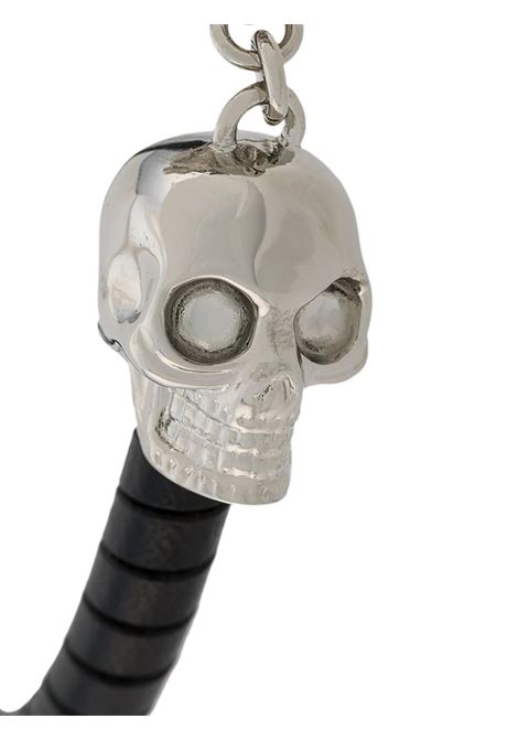 Black and Silver Skull Bracelet With T-Bar Closure ALEXANDER MCQUEEN | 554600-J127I1000