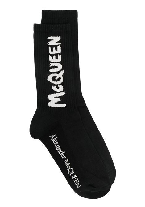 Black McQueen Graffiti Socks ALEXANDER MCQUEEN | 660273-4D33Q1078