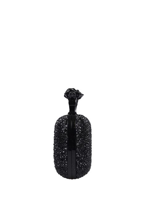 Black Skull Four Ring Clutch Bag With Chain ALEXANDER MCQUEEN | 676256-1BLDA1000