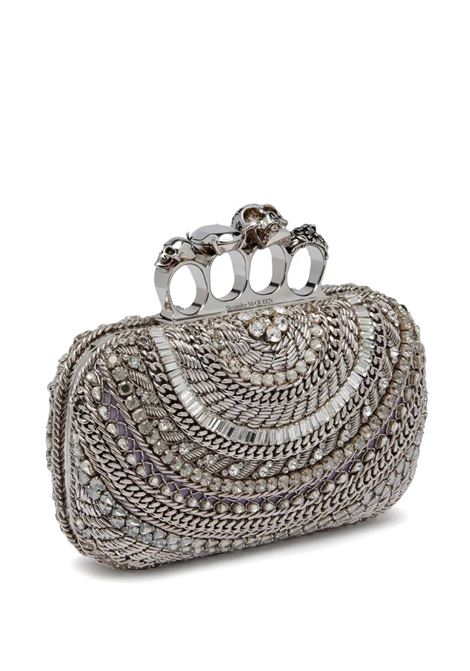 The Knuckle Clutch Bag in Silver ALEXANDER MCQUEEN | 676256-1X3DA1033