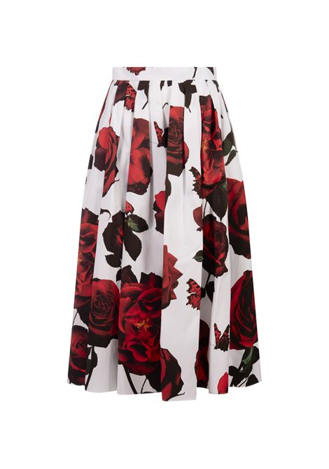 Pleated Midi Skirt With Tudor Rose Print ALEXANDER MCQUEEN | Skirts | 684284-QDAOL9000