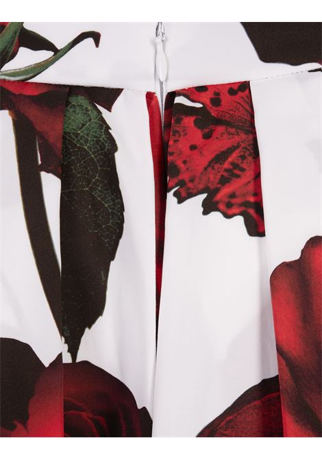 Pleated Midi Skirt With Tudor Rose Print ALEXANDER MCQUEEN | 684284-QDAOL9000
