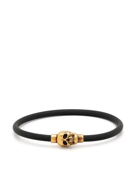 Rubber Skull Bracelet In Black And Gold ALEXANDER MCQUEEN | 705846-1AAIL8565