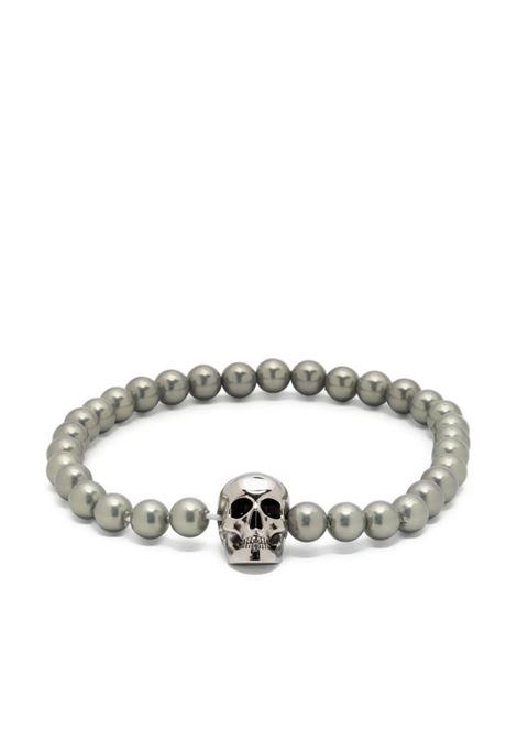 Skull Beaded Bracelet In Silver And Pearl ALEXANDER MCQUEEN | 706979-I170E1445