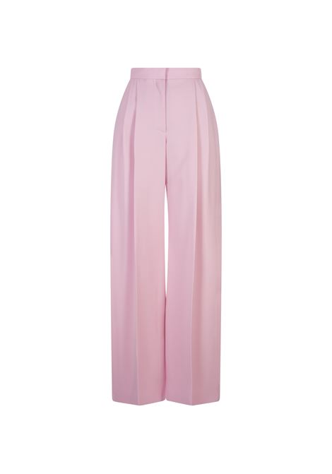 Wide Leg Trousers With Double Pleat in Light Pink ALEXANDER MCQUEEN | 708651-QJAAC5067