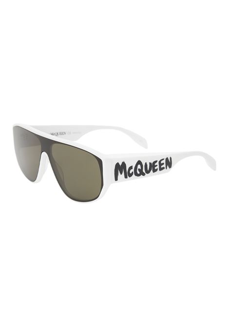 Occhiali Da Sole A Mascherina McQueen Graffiti in Bianco ALEXANDER MCQUEEN | 712384-J07409040