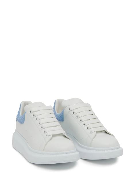 White Oversized Sneakers With Powder Blue Rhinestone Spoiler ALEXANDER MCQUEEN | 718243-WIEEI9412