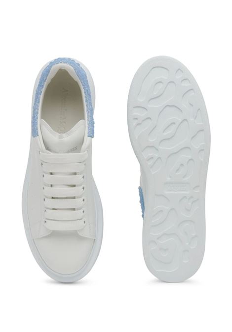 White Oversized Sneakers With Powder Blue Rhinestone Spoiler ALEXANDER MCQUEEN | 718243-WIEEI9412