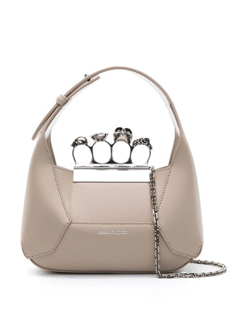 The Jewelled Hobo Mini Bag In Beige And Silver ALEXANDER MCQUEEN | 731136-DYTAB2630