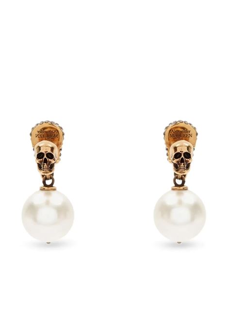 Pearl Skull Earrings in Antiqued Gold ALEXANDER MCQUEEN | 734746-I170A2375