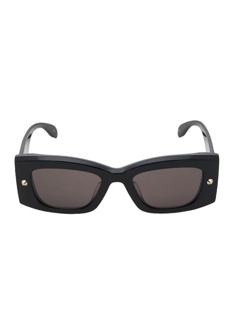 Rectangular Sunglasses with Spike Studs in Black/Smoke ALEXANDER MCQUEEN | 760621-J07491056