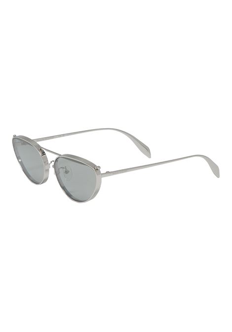 Front Piercing Cat-Eye Sunglasses in Silver ALEXANDER MCQUEEN | 769169-I33301188