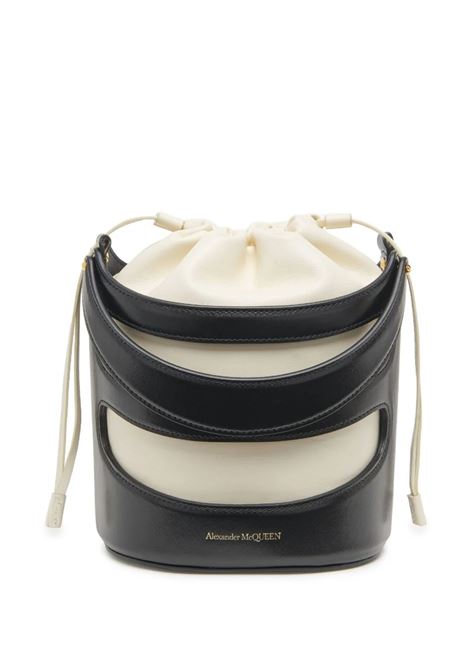 The Rise Bucket Bag in Black and Soft Ivory ALEXANDER MCQUEEN | 787126-1VPHG1090