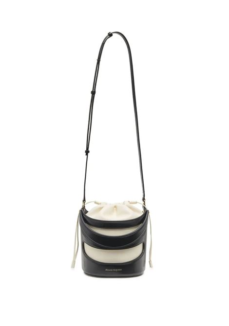 The Rise Bucket Bag in Black and Soft Ivory ALEXANDER MCQUEEN | 787126-1VPHG1090