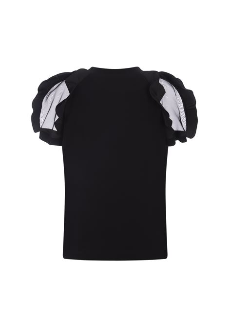 T-Shirt Nera Con Dettaglio Ruches ALEXANDER MCQUEEN | 789001-QLADH1000
