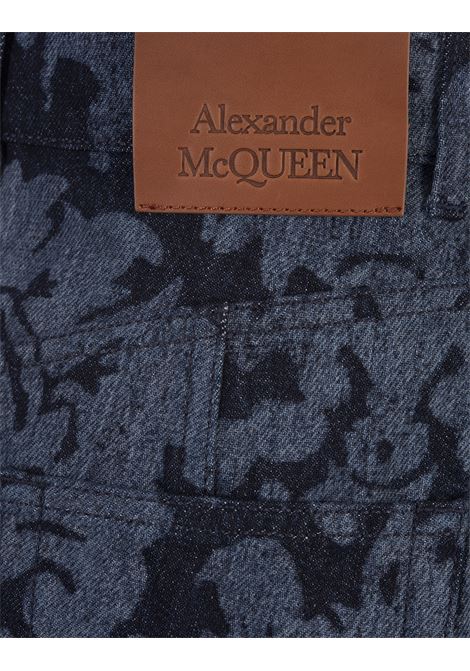 Blue Damask Denim Mini Skirt ALEXANDER MCQUEEN | 790268-QZAL74286