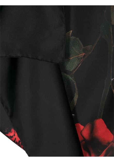 Black Silk Scarf With Red Rose Print ALEXANDER MCQUEEN | 790279-3001Q1074