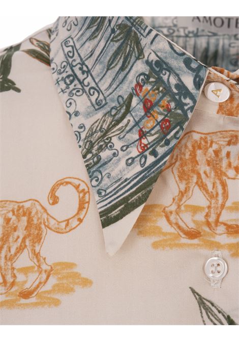 Camicia Kaia In Cotone Bianco Con Stampa Leopard AMOTEA | KAIA-COTTONWHITE/LEOPARD PRINT