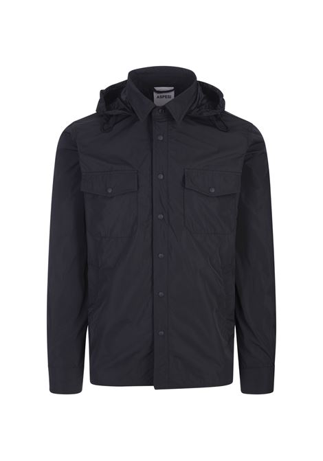 Black Hooded Shirt Jacket ASPESI | I412-G70301101