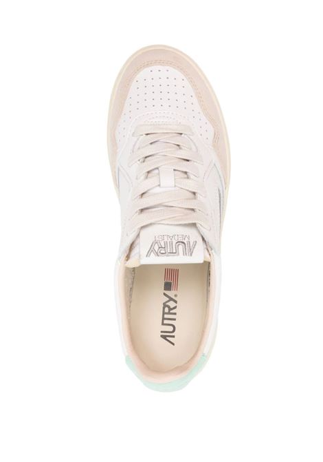 Medalist Low Sneakers In White and Aqua Green Suede and Leather AUTRY | AULWLS67